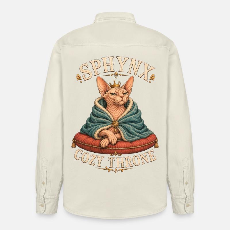 SPHYNX TRÔNE DOUILLET Chat - Chemise unisexe coupe décontractée bio Stanley/Stella - écru doux