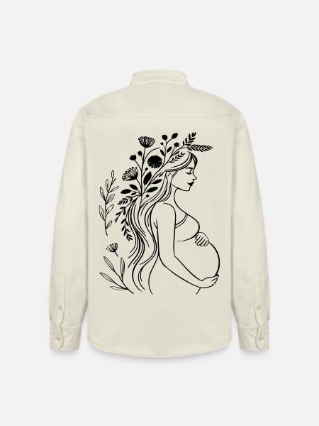 Schwangere Frau - Boho, personalisierbar - Relaxed Fit Unisex Organic Hemd von Stanley/Stella - Natur