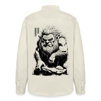 Charming Savage #1 Black Design - Relaxed Fit Unisex Organic Shirt by Stanley/Stella - soft Ecru - Back - AI Model Male 178 light (178cm)