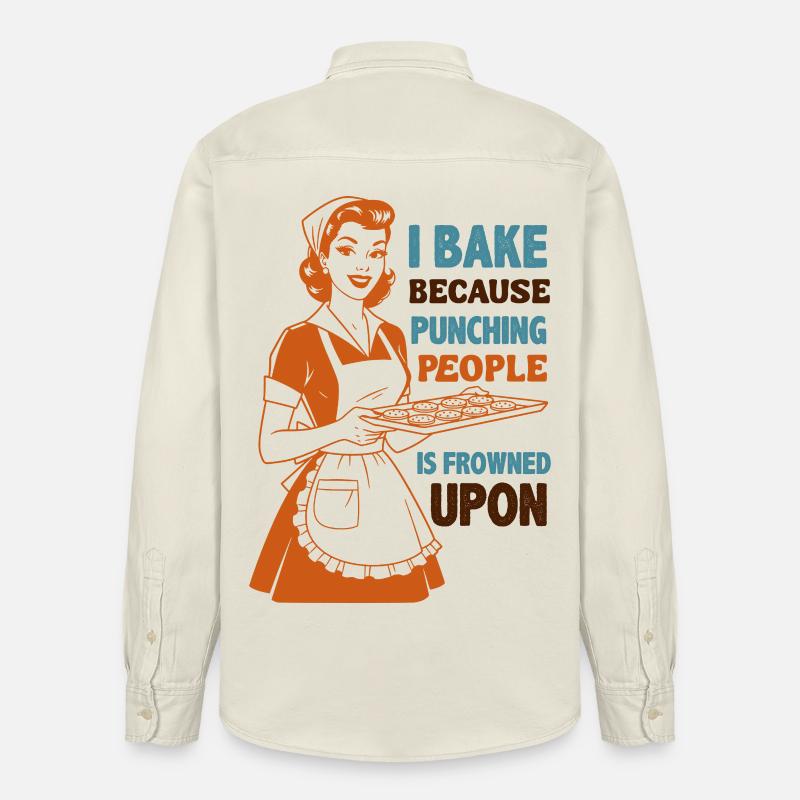 Backenwitz Retro Kitchen Saying: Baking instead of beating - Relaxed Fit Unisex Organic Shirt by Stanley/Stella - soft Ecru