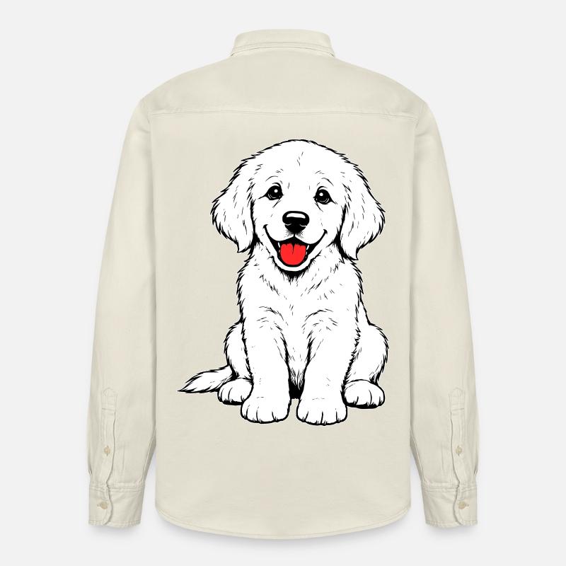 Golden_Retriever_Welpen_sitzend_weiss - Chemise unisexe coupe décontractée bio Stanley/Stella - écru doux