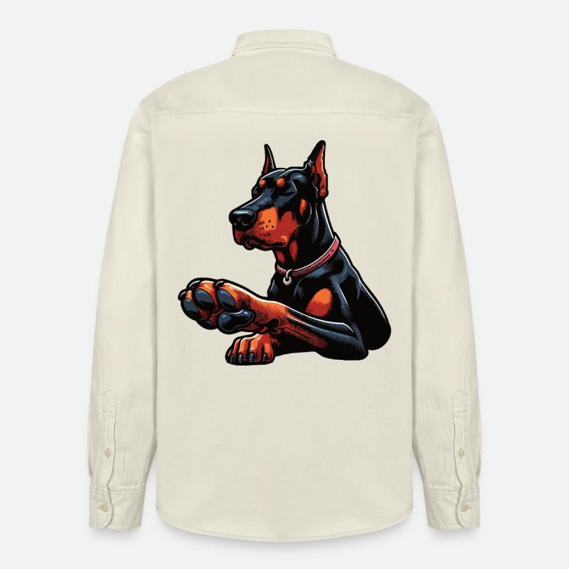 Doberman Doberman Propriétaire Doberman Lovers - Chemise unisexe coupe décontractée bio Stanley/Stella - écru doux