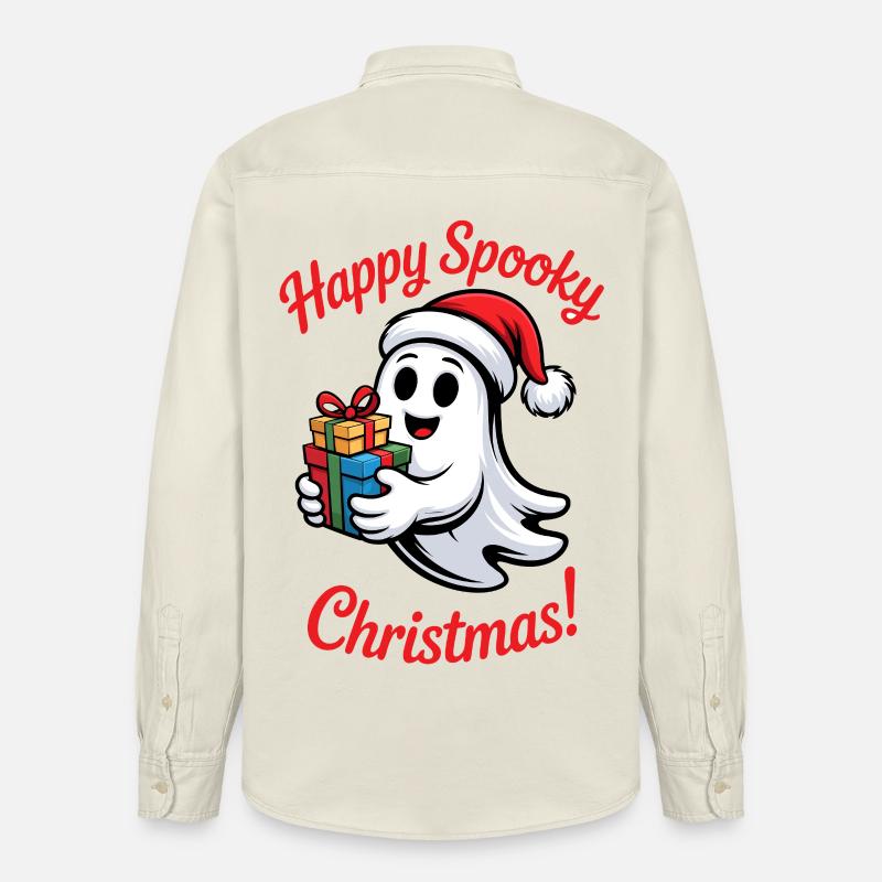 Fantôme de Noël effrayant avec cadeau - Chemise unisexe coupe décontractée bio Stanley/Stella - écru doux