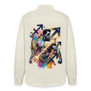 Sagittarius Man – Astrology Gift - Relaxed Fit Unisex Organic Shirt by Stanley/Stella - soft Ecru - Back - AI Model Male 178 light (178cm)