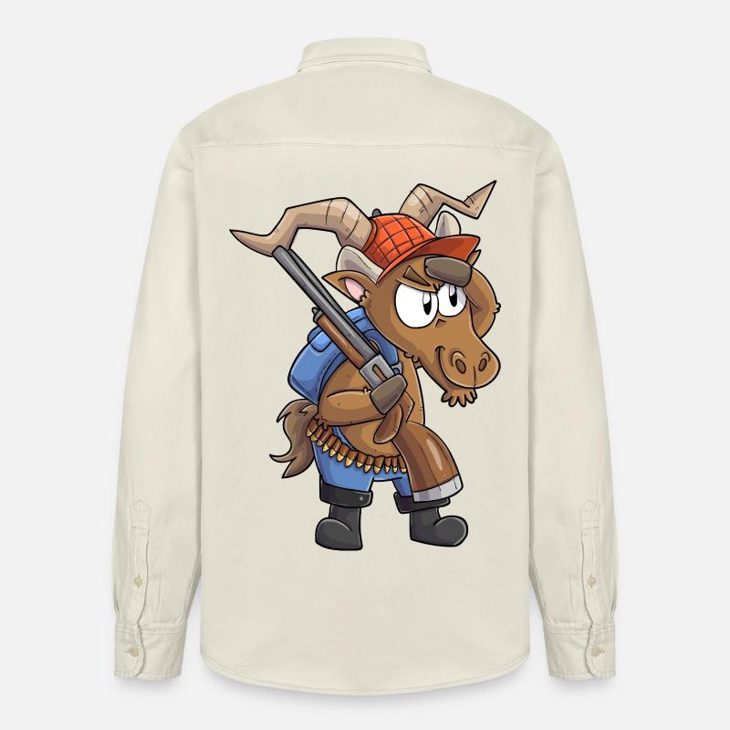 Steinbock Jäger / Steinbock mit Jagdgewehr - Relaxed Fit Unisex Organic Hemd von Stanley/Stella - Natur