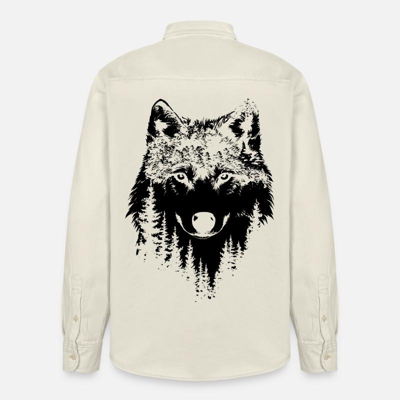 Silhouette de forêt de loups - Chemise unisexe coupe décontractée bio Stanley/Stella - écru doux