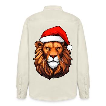 Lion Santa Claus - Relaxed Fit Unisex Organic Shirt by Stanley/Stella - soft Ecru - Back - AI Model Male 178 light (178cm)