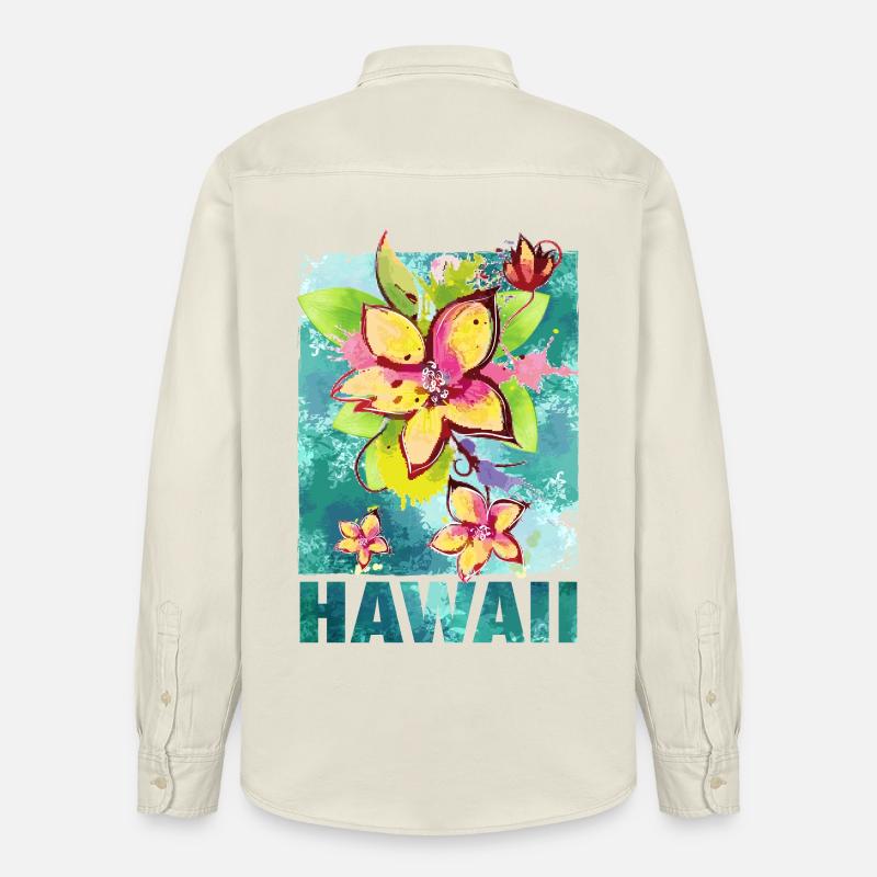 Hawaï fleur Orchidee Aloha - Chemise unisexe coupe décontractée bio Stanley/Stella - écru doux