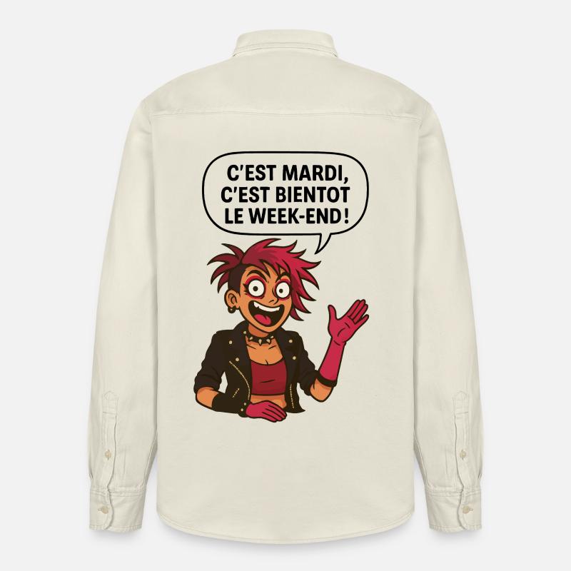 C'est mardi ! C'est bientôt le weekend ! - Chemise unisexe coupe décontractée bio Stanley/Stella - écru doux