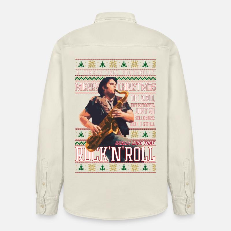 Rockabilly Christmas Rock’n’Roll Pull de Noël Moche - Chemise unisexe coupe décontractée bio Stanley/Stella - écru doux