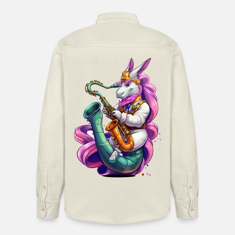 Funkelndes Einhorn Saxophon - Relaxed Fit Unisex Organic Hemd von Stanley/Stella - Natur