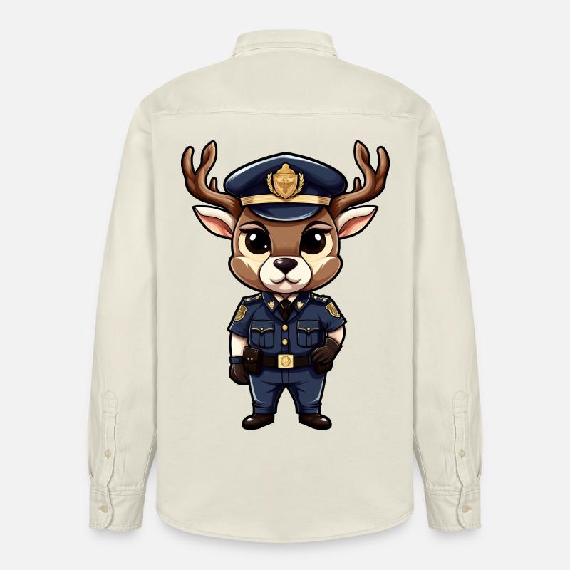 Polizei Hirsch - Relaxed Fit Unisex Organic Hemd von Stanley/Stella - Natur