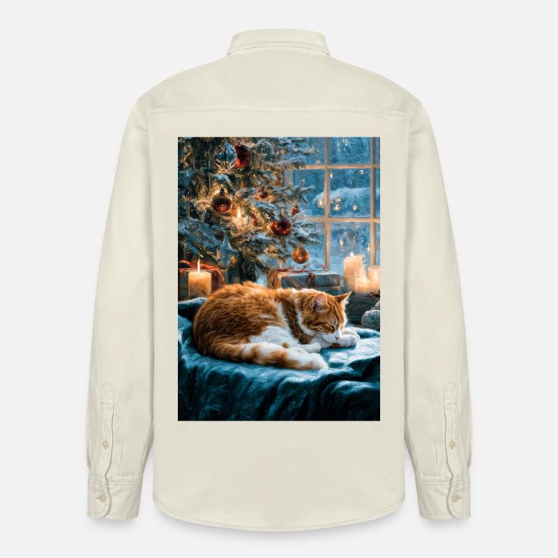 Sieste de chat de Noël douillette - Chemise unisexe coupe décontractée bio Stanley/Stella - écru doux