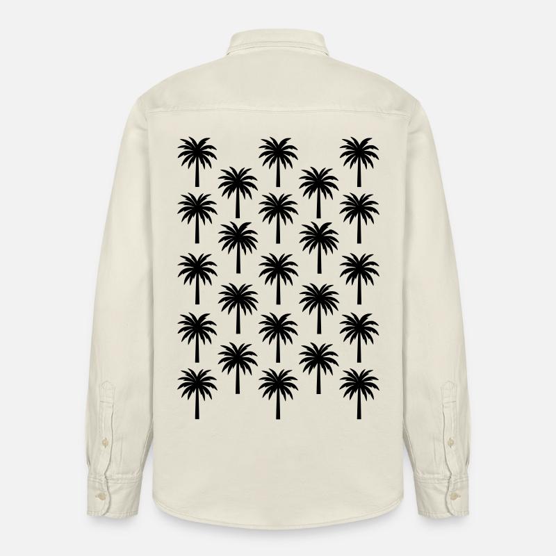 Palm Tree Pattern Black Palm Tree - Relaxed Fit Unisex Organic Shirt by Stanley/Stella - soft Ecru