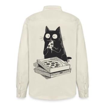 Pizza Cat - Relaxed Fit Unisex Organic Shirt by Stanley/Stella - soft Ecru - Back - AI Model Male 178 light (178cm)