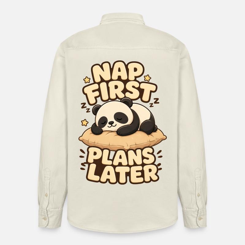 Nap First Plans Later Panda - Relaxed Fit Unisex Organic Hemd von Stanley/Stella - Natur