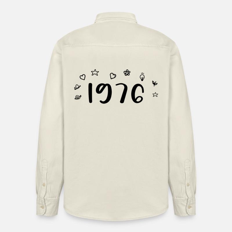 1976 Anniversaire 1976 Retro 1976 - Chemise unisexe coupe décontractée bio Stanley/Stella - écru doux