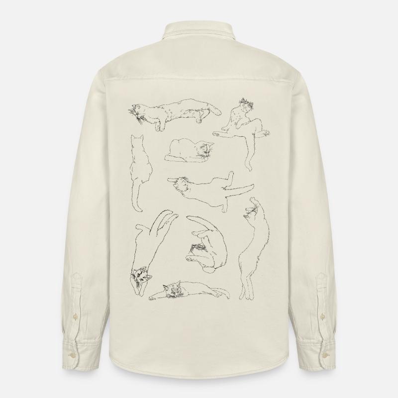 Anatomie du chat - Chemise unisexe coupe décontractée bio Stanley/Stella - écru doux