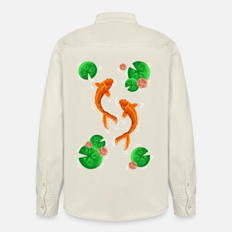 Danse Koifisch sur des nénuphars - Chemise unisexe coupe décontractée bio Stanley/Stella - écru doux