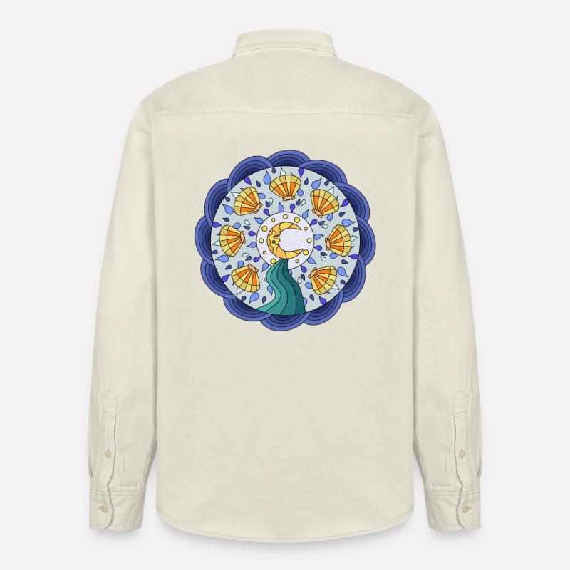 Mondsonnen-Mandala mit Wellenkranz - Relaxed Fit Unisex Organic Hemd von Stanley/Stella - Natur