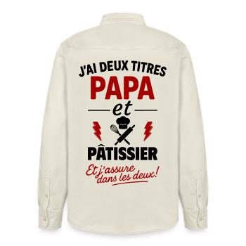 Papa Pâtissier Two Titles Humor - Relaxed Fit Unisex Organic Shirt by Stanley/Stella - soft Ecru - Back - AI Model Male 178 light (178cm)