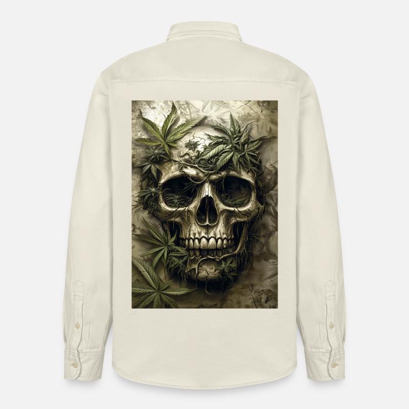 Schädel mit Hanfblättern - Relaxed Fit Unisex Organic Hemd von Stanley/Stella - Natur