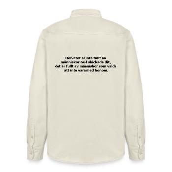 Human choice - Relaxed Fit Unisex Organic Shirt by Stanley/Stella - soft Ecru - Back - AI Model Male 178 light (178cm)