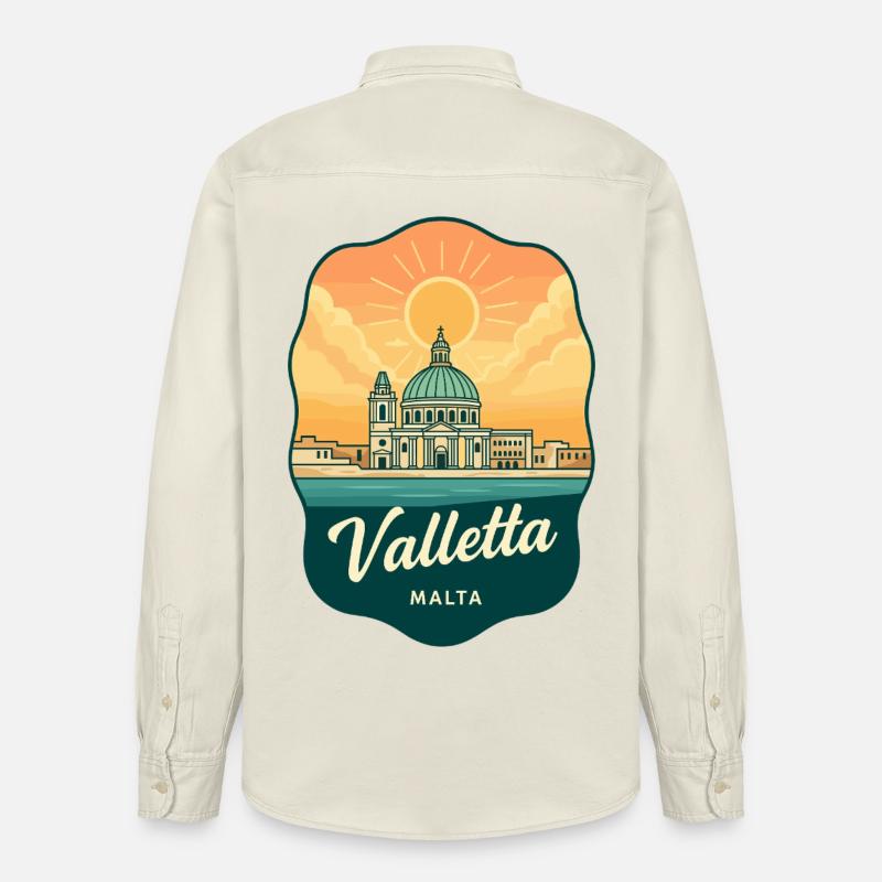 Valletta Malta Retro Sunset Reiseabzeichen - Relaxed Fit Unisex Organic Hemd von Stanley/Stella - Natur