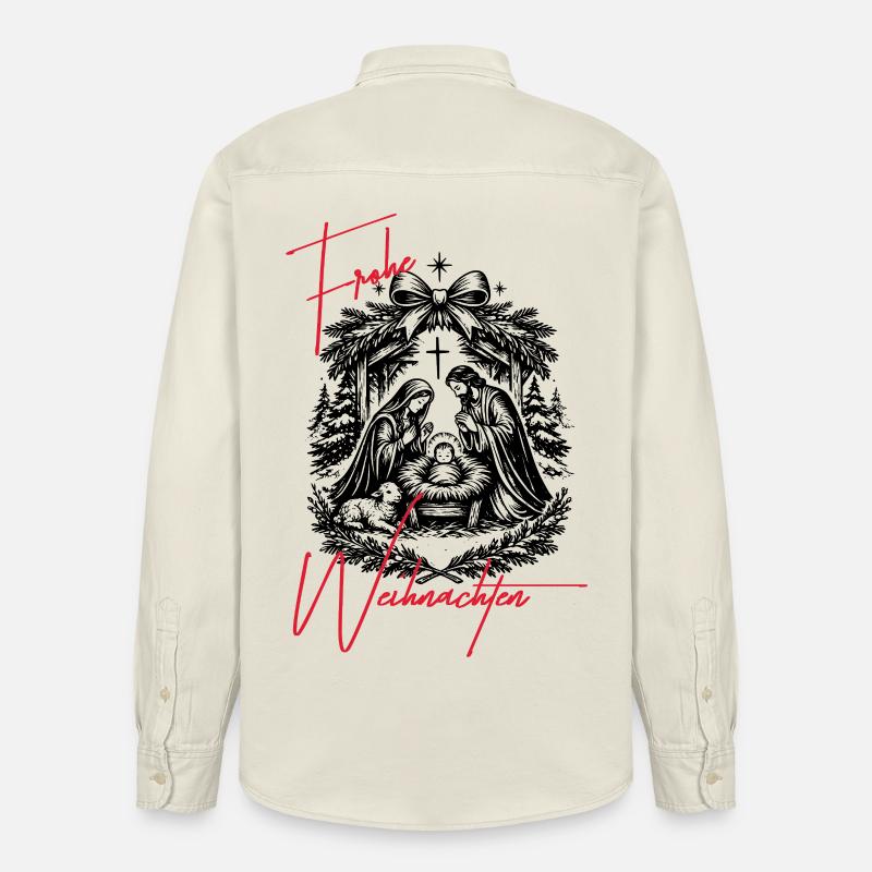 Weihnachtskrippe - Relaxed Fit Unisex Organic Hemd von Stanley/Stella - Natur