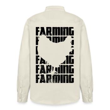 Chicken Farm - Relaxed Fit Unisex Organic Shirt by Stanley/Stella - soft Ecru - Back - AI Model Male 178 light (178cm)
