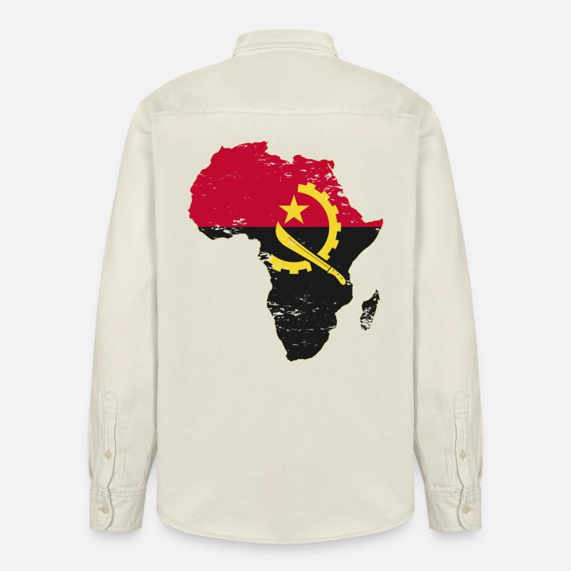 Drapeau de l’Angola Afrique - Chemise unisexe coupe décontractée bio Stanley/Stella - écru doux