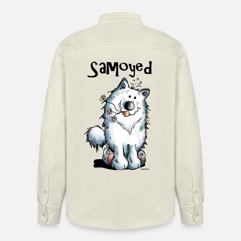 Drôle et mignon Samoyède Chien - Chemise unisexe coupe décontractée bio Stanley/Stella - écru doux