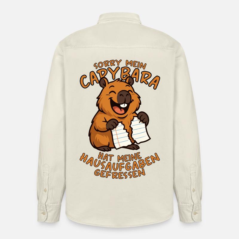 Désolé, mon capybara a mes devoirs... - Chemise unisexe coupe décontractée bio Stanley/Stella - écru doux