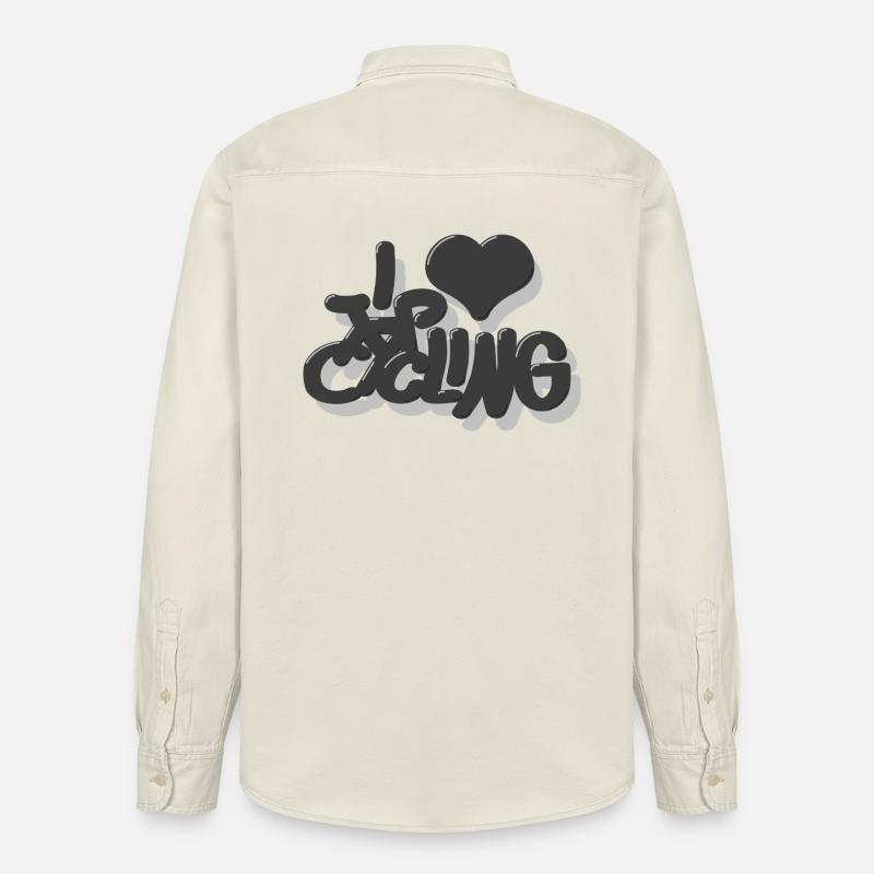 I_love_Cycling_grau - Chemise unisexe coupe décontractée bio Stanley/Stella - écru doux