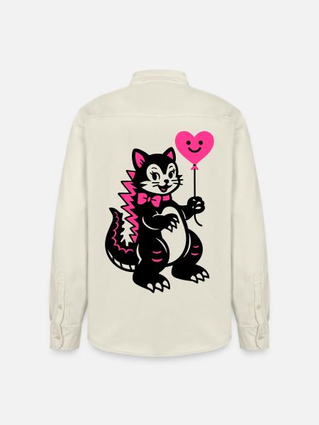 Monster Cat Pink - Relaxed Fit Unisex Organic Shirt by Stanley/Stella - soft Ecru