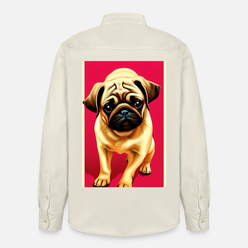Mops Hund - Relaxed Fit Unisex Organic Hemd von Stanley/Stella - Natur