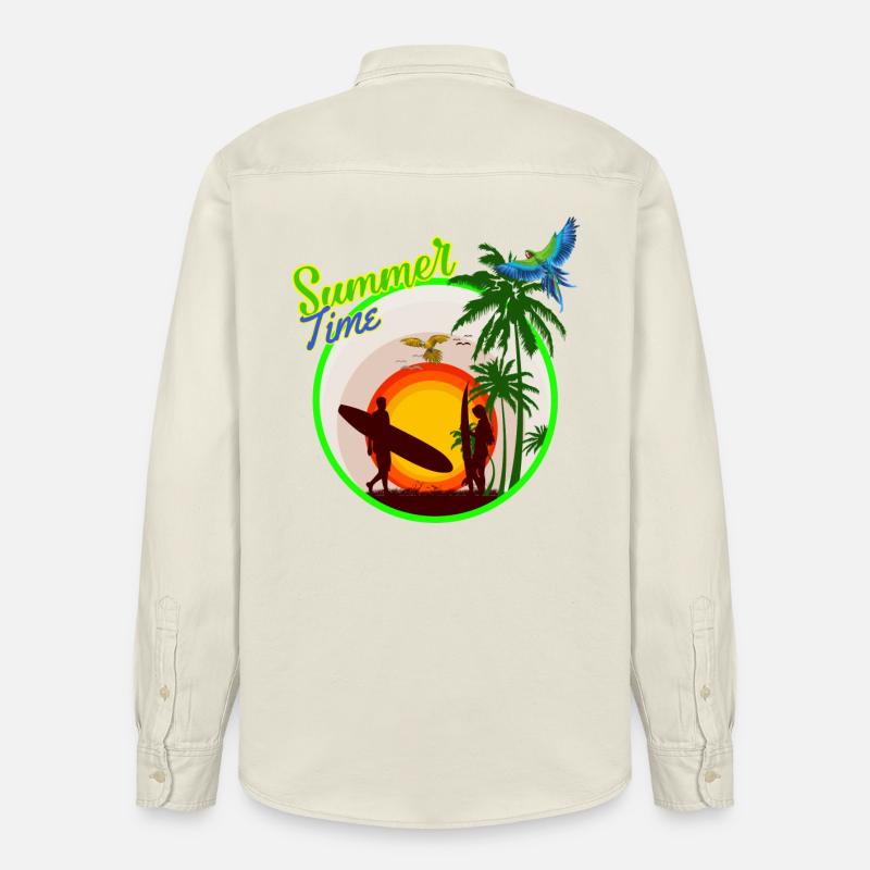 Sommerzeit - Relaxed Fit Unisex Organic Hemd von Stanley/Stella - Natur