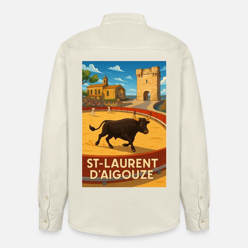 Course de Taureau à Saint-Laurent d'Aigouze - Chemise unisexe coupe décontractée bio Stanley/Stella - écru doux