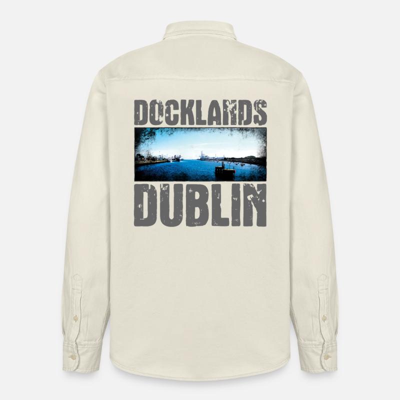 Docklands Dublin Vue sur l’eau - Chemise unisexe coupe décontractée bio Stanley/Stella - écru doux