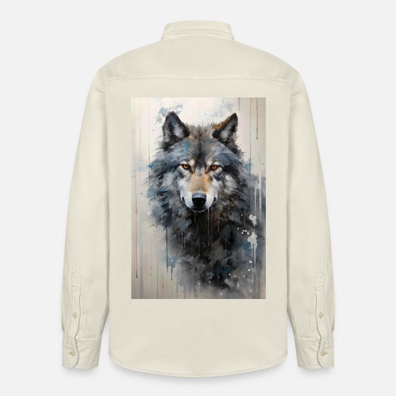 Illustration eines Wolfes - Relaxed Fit Unisex Organic Hemd von Stanley/Stella - Natur