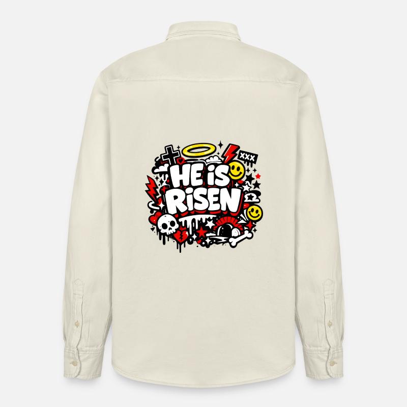 He is Risen Graffiti Ostern - Relaxed Fit Unisex Organic Hemd von Stanley/Stella - Natur