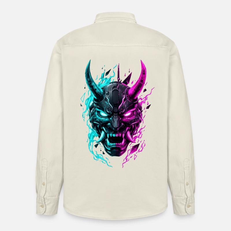 Masque Cyber Oni Néon - Chemise unisexe coupe décontractée bio Stanley/Stella - écru doux