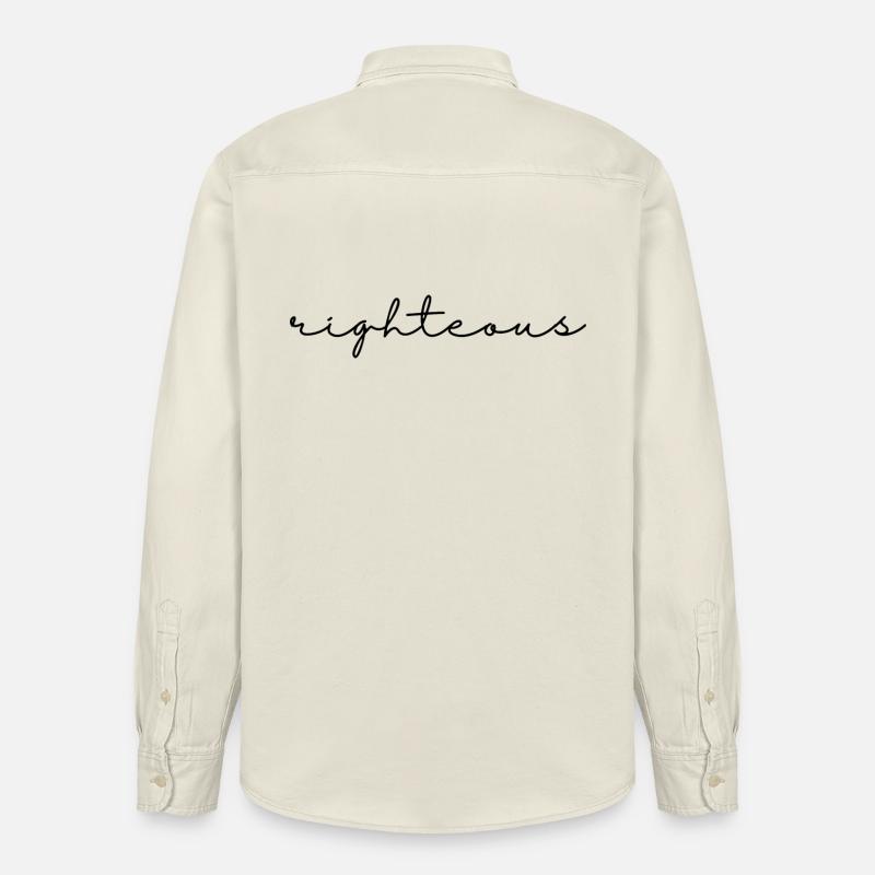 Righteous script - Relaxed Fit Unisex Organic Shirt by Stanley/Stella - soft Ecru