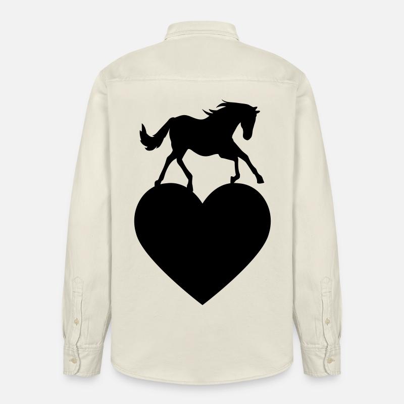 Cheval avec coeur - Chemise unisexe coupe décontractée bio Stanley/Stella - écru doux