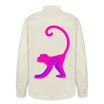 Neon Pink Monkey - Relaxed Fit Unisex Organic Hemd von Stanley/Stella - Natur - Hinten - AI Model Male 178 light (178cm)