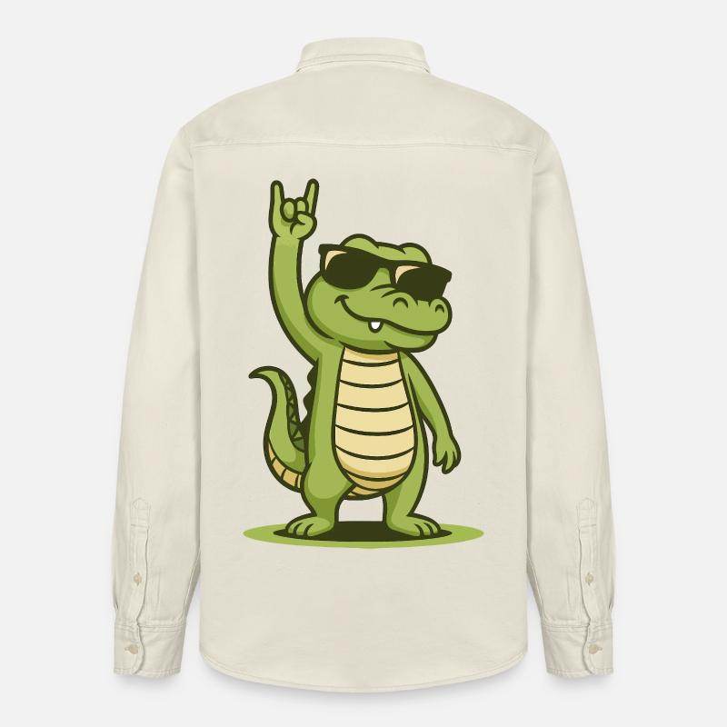 Rock’n’Roll Crocodile Bébé - Chemise unisexe coupe décontractée bio Stanley/Stella - écru doux