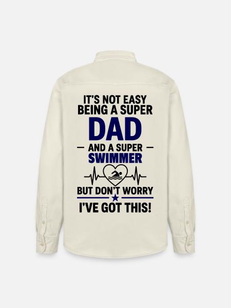 Heart + Swimming – Super Dad Swimmer - Relaxed Fit Unisex Organic Shirt by Stanley/Stella - soft Ecru