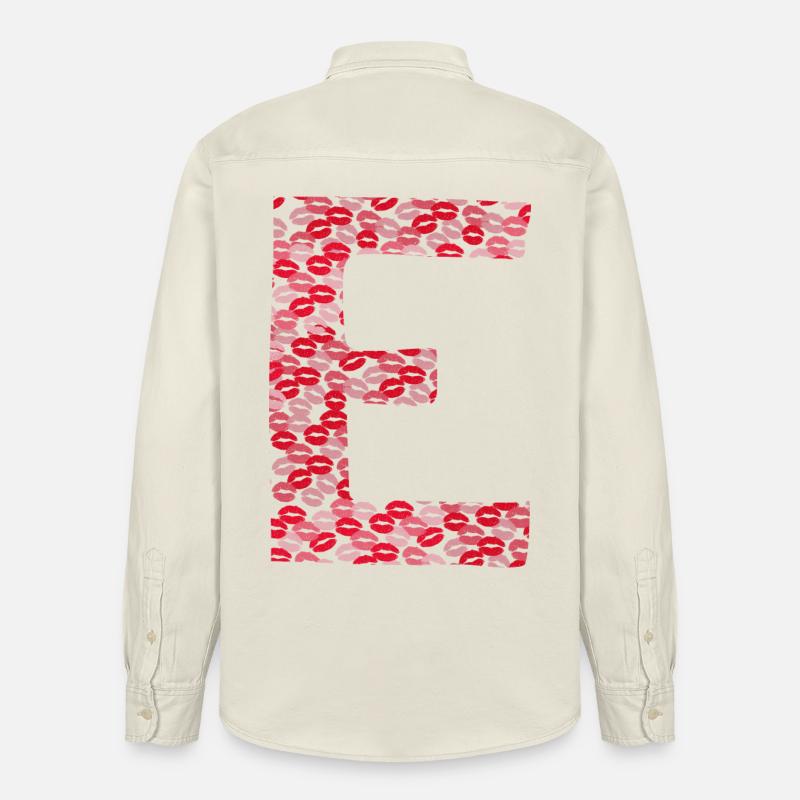 Lettre E - tshirt bisous - Chemise unisexe coupe décontractée bio Stanley/Stella - écru doux