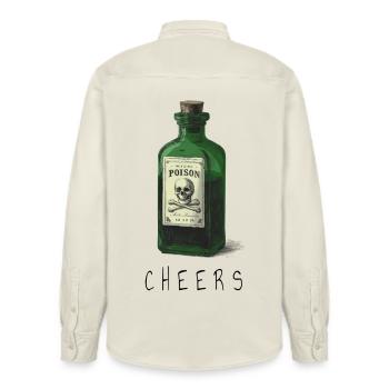 Green poison bottle with skull - Relaxed Fit Unisex Organic Shirt by Stanley/Stella - soft Ecru - Back - AI Model Male 178 light (178cm)