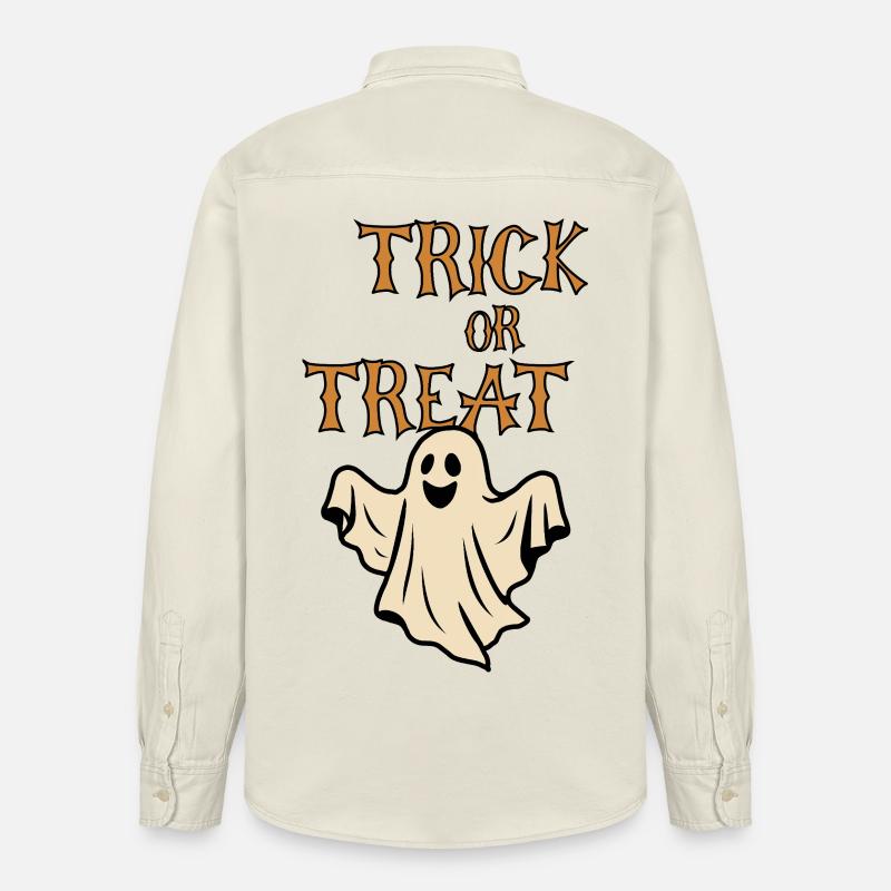 Trick oder Treat Geister Halloween Retro - Relaxed Fit Unisex Organic Hemd von Stanley/Stella - Natur